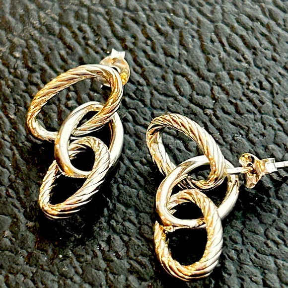 Elegant Sterling Silver Twisted Knot Earrings - Picture 2 of 6